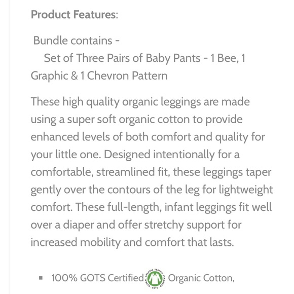 SET OF BABY UNISEX ORGANIC PANTS (3-PC SET) - Picture 6 of 8